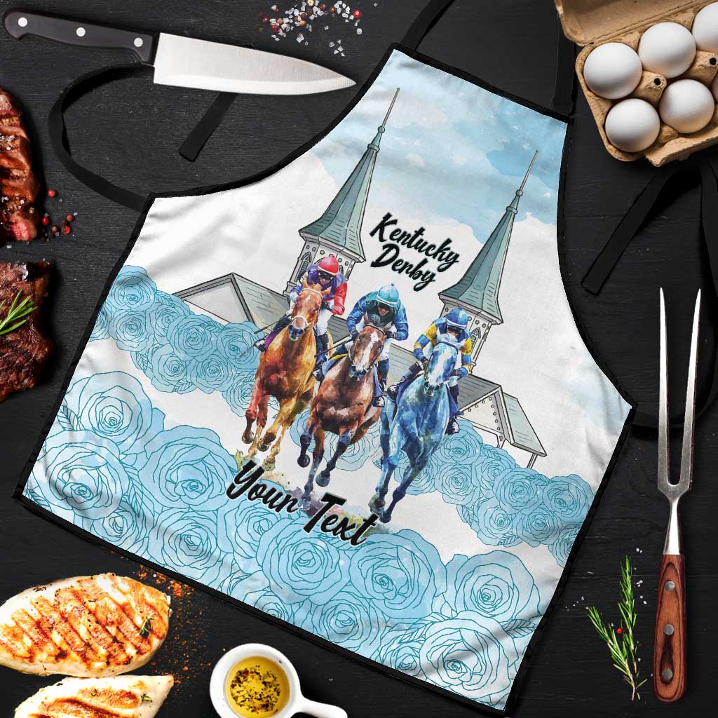 Kentucky Horse Racing Personalized Apron Churchill Downs Roses Pastel Blue