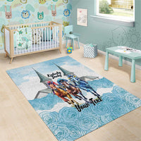 Kentucky Horse Racing Personalized Area Rug Churchill Downs Roses Pastel Blue