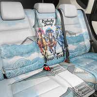 Kentucky Horse Racing Personalized Back Car Seat Cover Churchill Downs Roses Pastel Blue