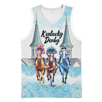Kentucky Horse Racing Personalized Basketball Jersey Churchill Downs Roses Pastel Blue