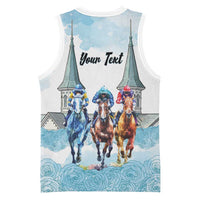 Kentucky Horse Racing Personalized Basketball Jersey Churchill Downs Roses Pastel Blue