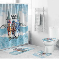 Kentucky Horse Racing Personalized Bathroom Set Churchill Downs Roses Pastel Blue