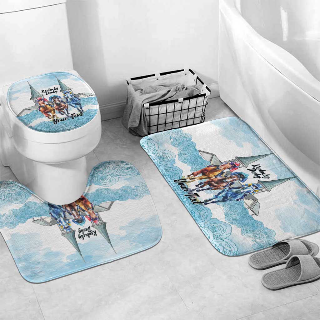 Kentucky Horse Racing Personalized Bathroom Set Churchill Downs Roses Pastel Blue