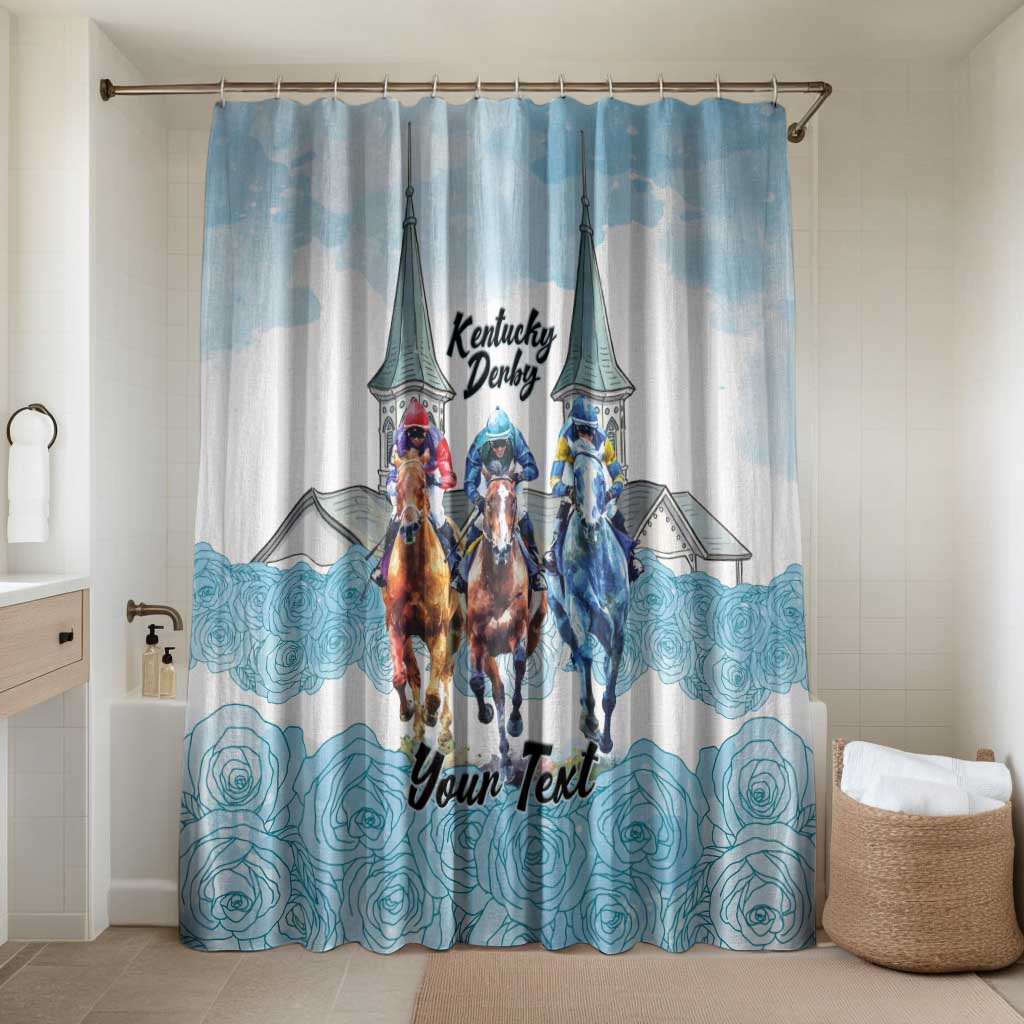 Kentucky Horse Racing Personalized Bathroom Set Churchill Downs Roses Pastel Blue
