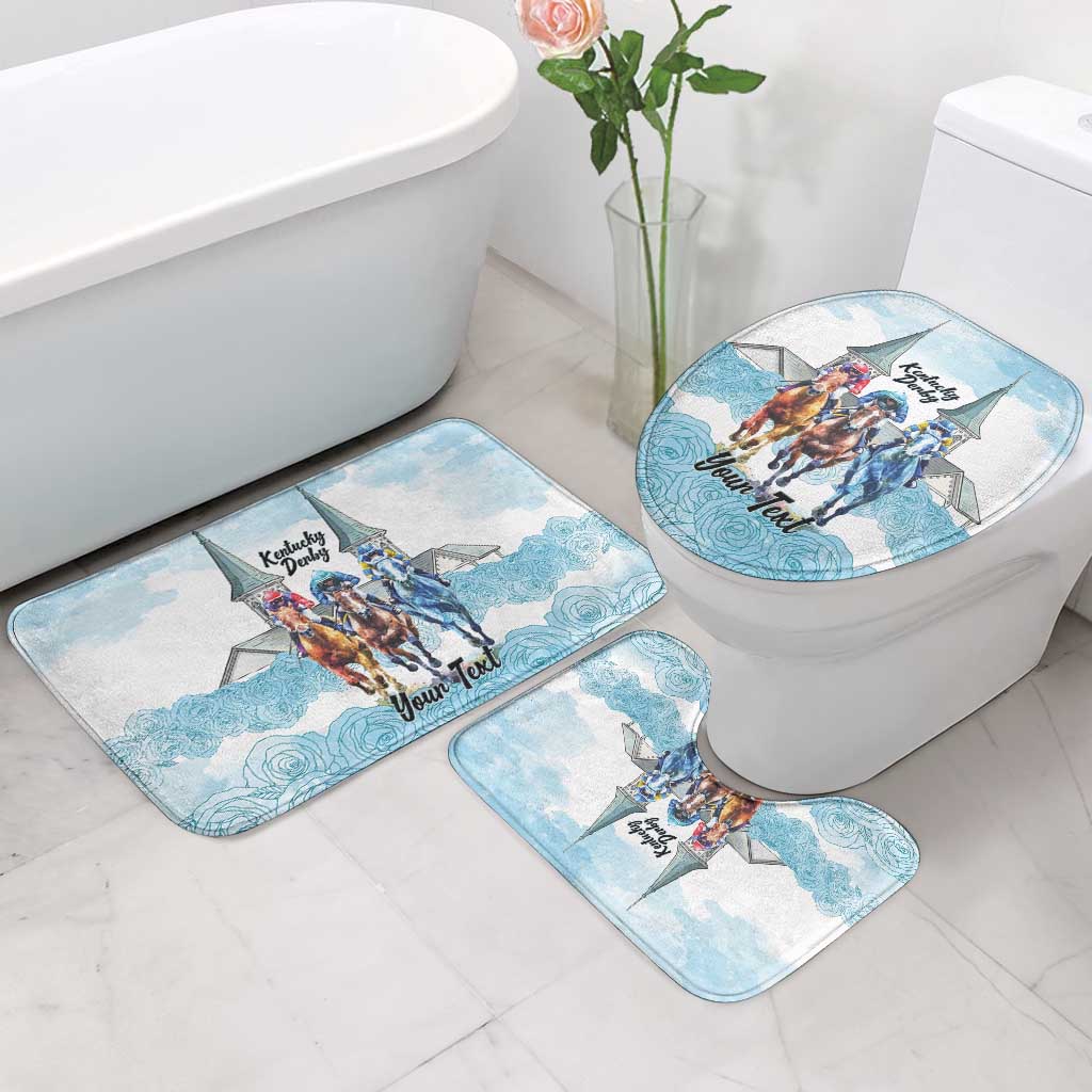 Kentucky Horse Racing Personalized Bathroom Set Churchill Downs Roses Pastel Blue