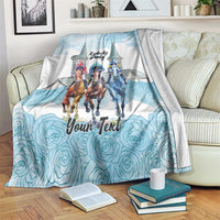 Kentucky Horse Racing Personalized Blanket Churchill Downs Roses Pastel Blue