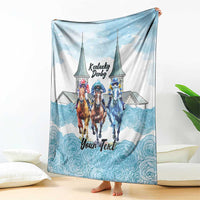 Kentucky Horse Racing Personalized Blanket Churchill Downs Roses Pastel Blue