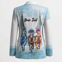 Kentucky Horse Racing Personalized Blazer Churchill Downs Roses Pastel Blue