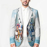 Kentucky Horse Racing Personalized Blazer Churchill Downs Roses Pastel Blue