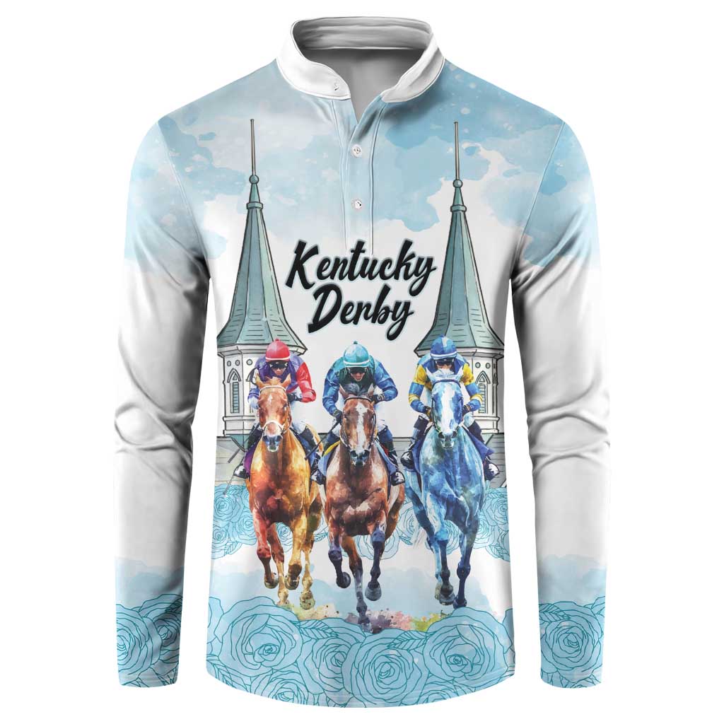 Kentucky Horse Racing Personalized Button Sweatshirt Churchill Downs Roses Pastel Blue