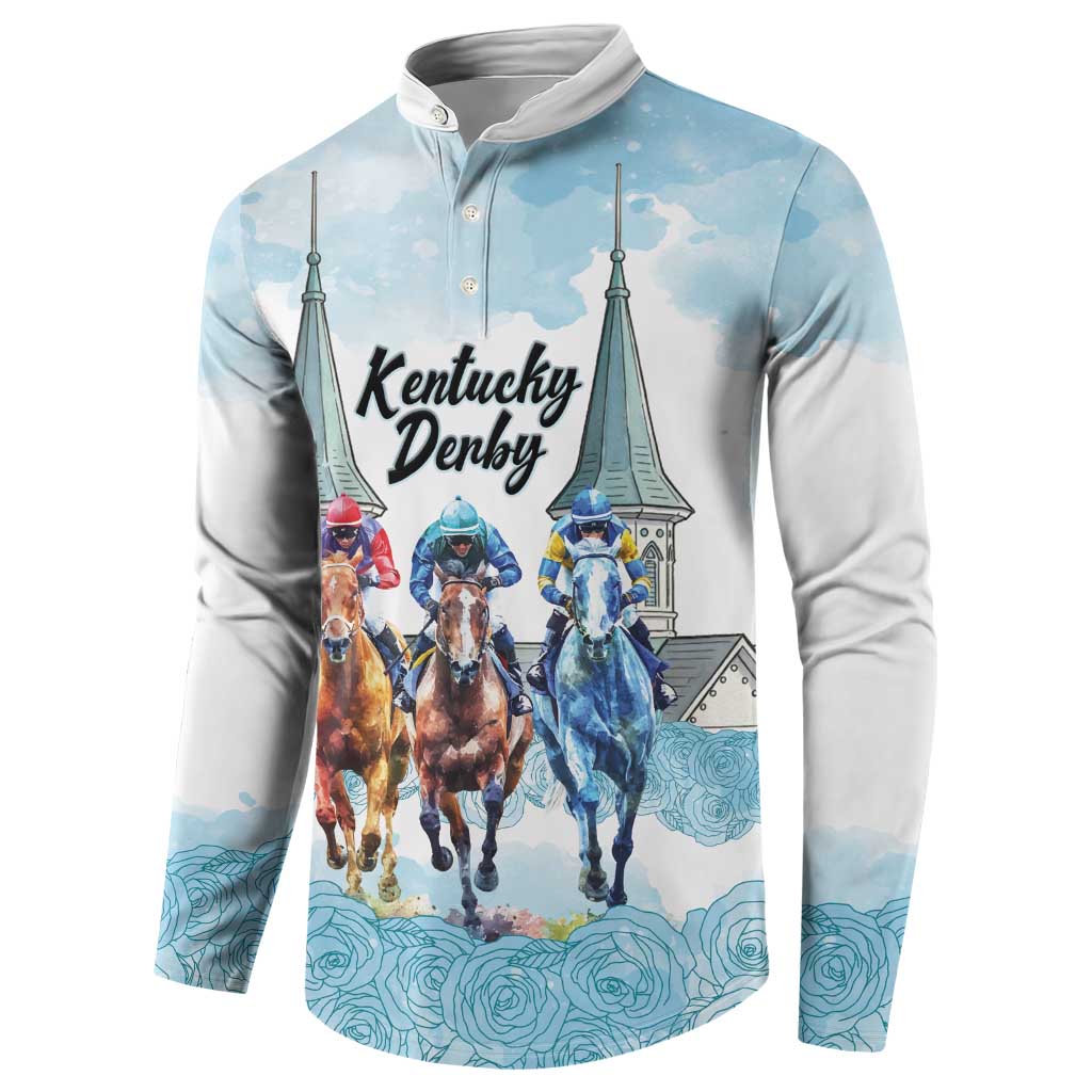 Kentucky Horse Racing Personalized Button Sweatshirt Churchill Downs Roses Pastel Blue