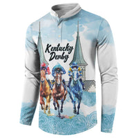 Kentucky Horse Racing Personalized Button Sweatshirt Churchill Downs Roses Pastel Blue