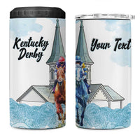 Kentucky Horse Racing Personalized 4 in 1 Can Cooler Tumbler Churchill Downs Roses Pastel Blue