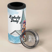Kentucky Horse Racing Personalized 4 in 1 Can Cooler Tumbler Churchill Downs Roses Pastel Blue