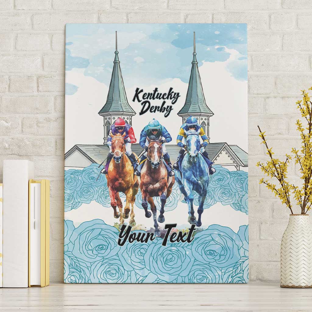 Kentucky Horse Racing Personalized Canvas Wall Art Churchill Downs Roses Pastel Blue