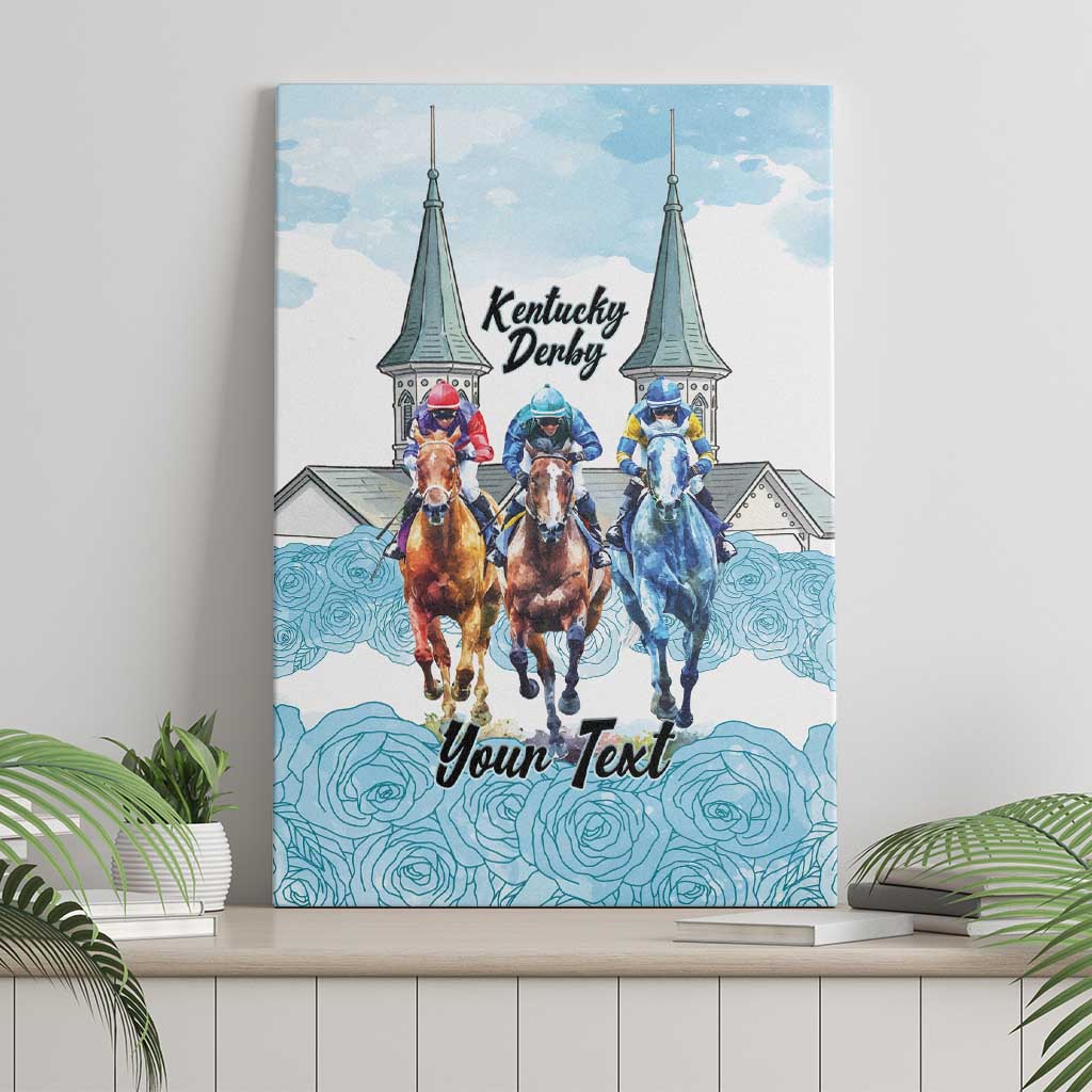 Kentucky Horse Racing Personalized Canvas Wall Art Churchill Downs Roses Pastel Blue