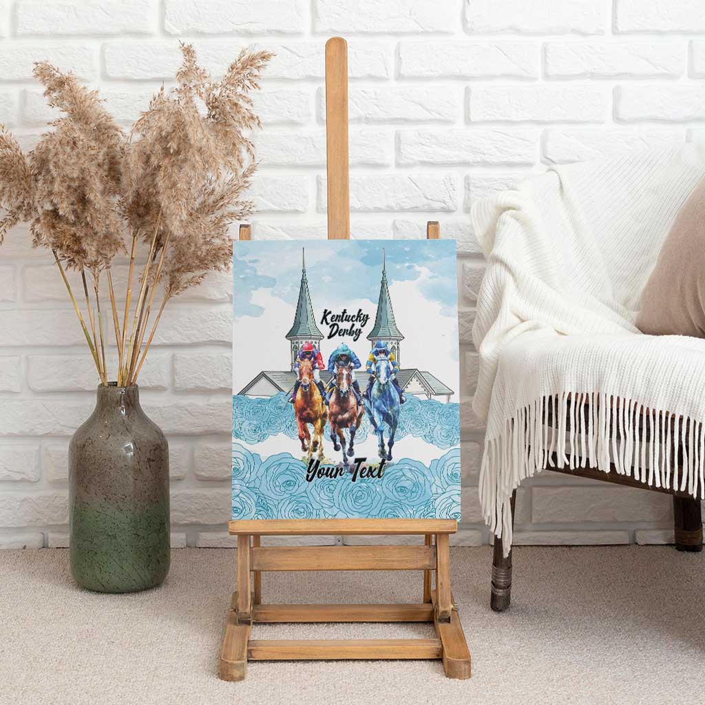 Kentucky Horse Racing Personalized Canvas Wall Art Churchill Downs Roses Pastel Blue