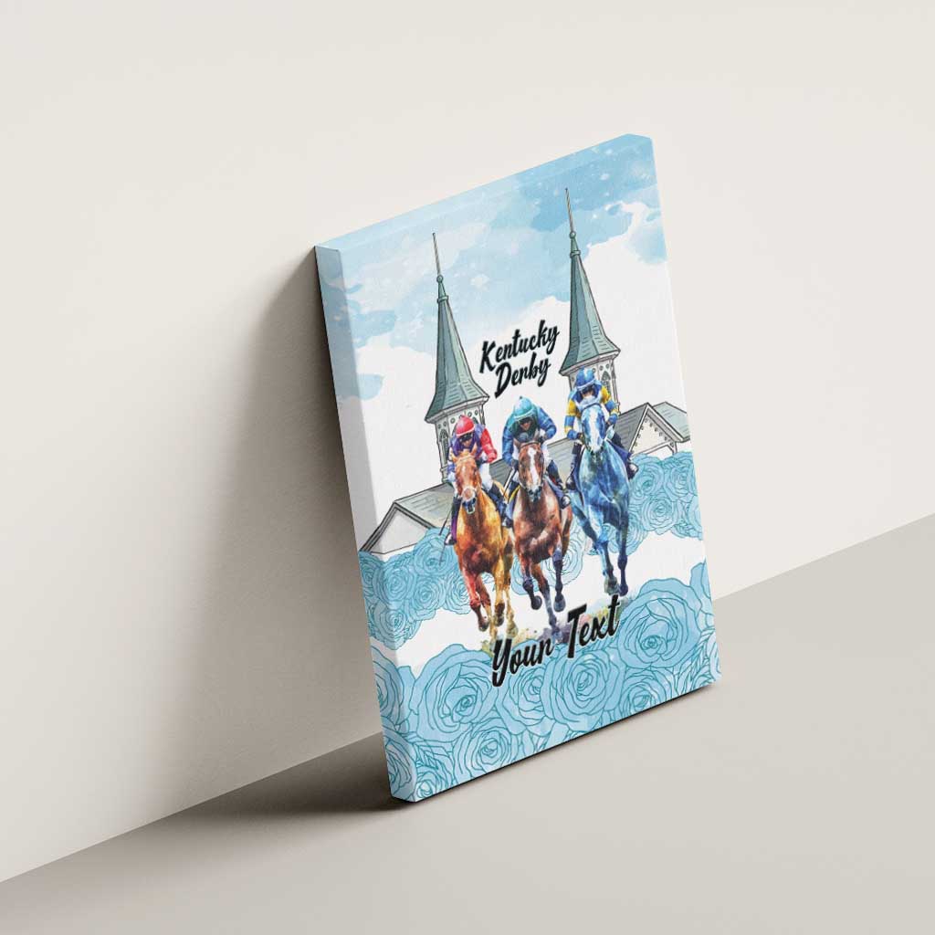 Kentucky Horse Racing Personalized Canvas Wall Art Churchill Downs Roses Pastel Blue