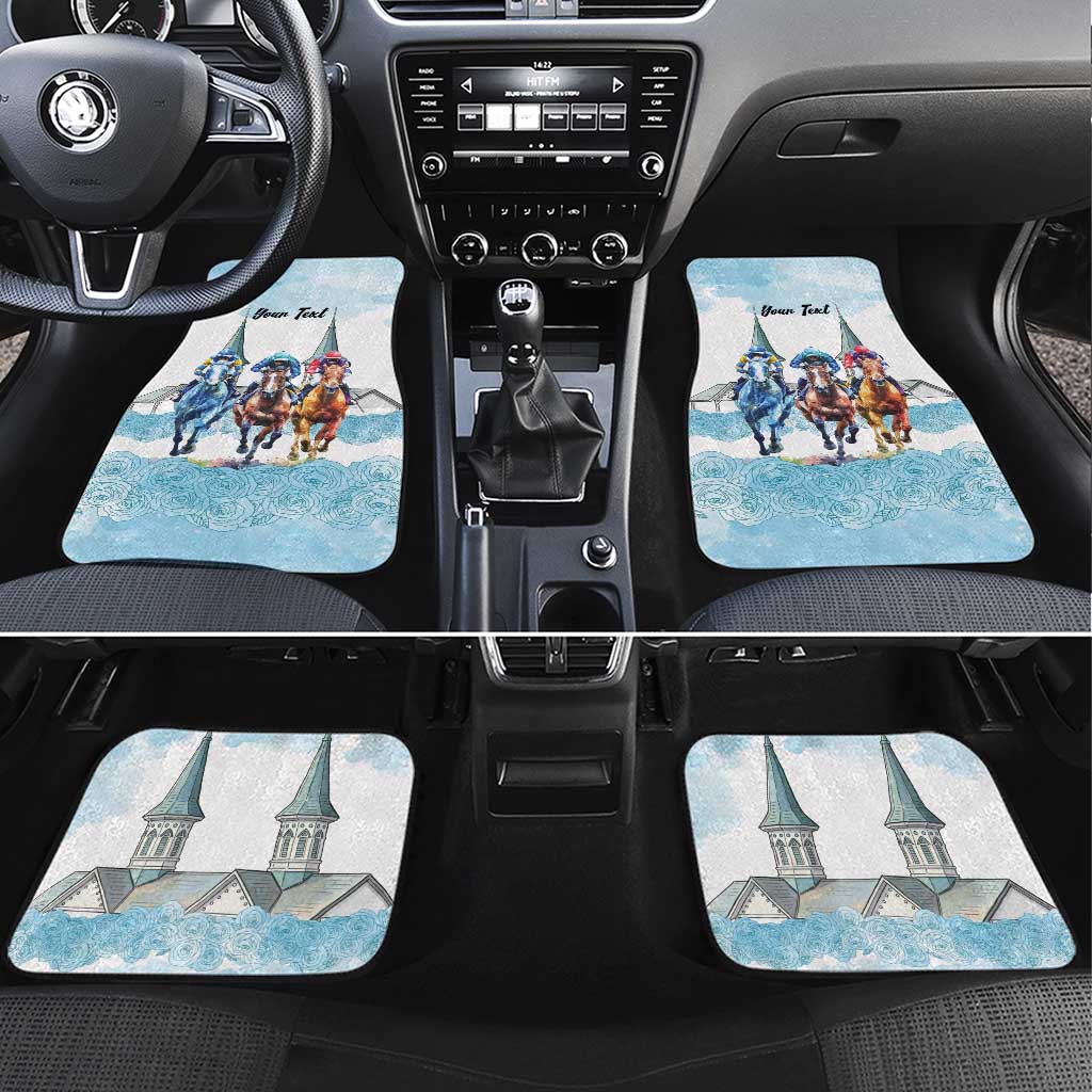 Kentucky Horse Racing Personalized Car Mats Churchill Downs Roses Pastel Blue