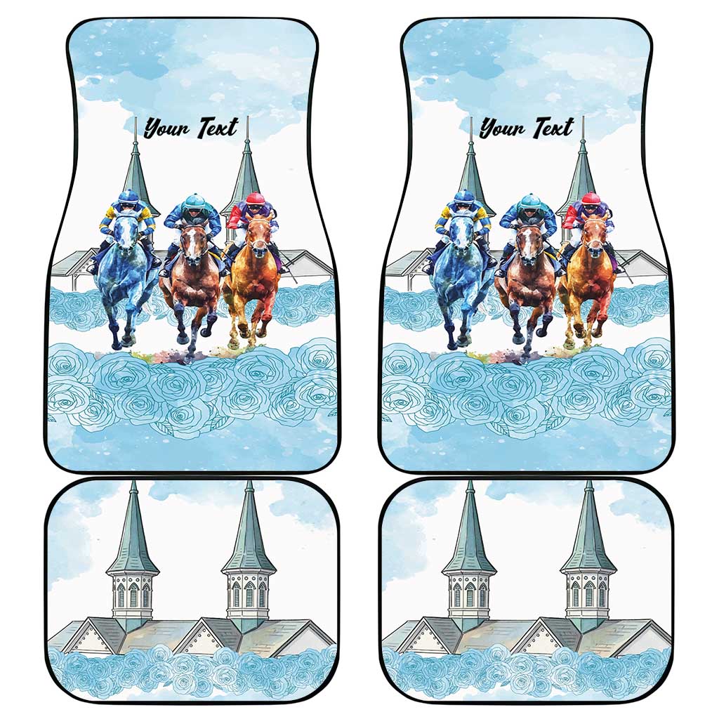 Kentucky Horse Racing Personalized Car Mats Churchill Downs Roses Pastel Blue