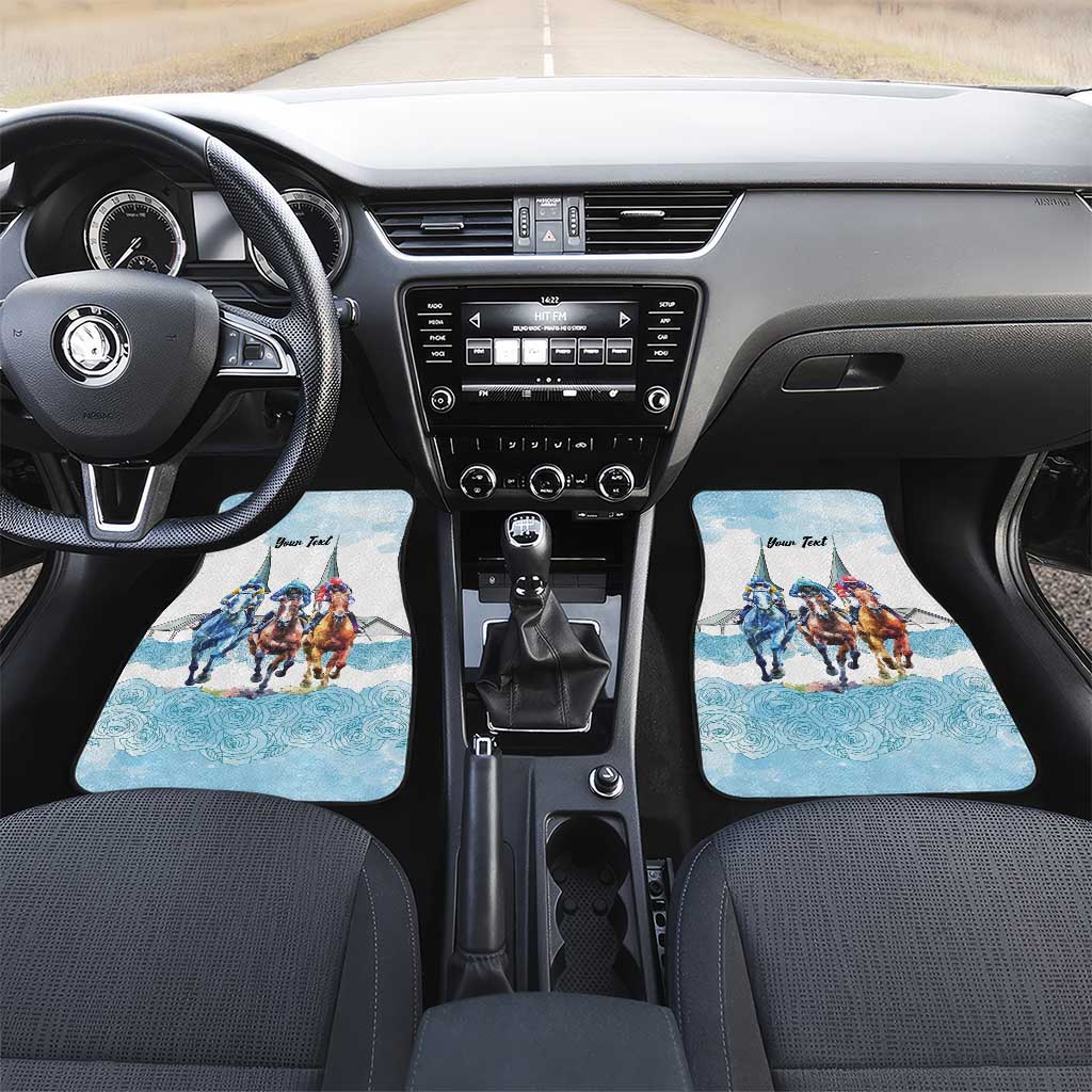 Kentucky Horse Racing Personalized Car Mats Churchill Downs Roses Pastel Blue