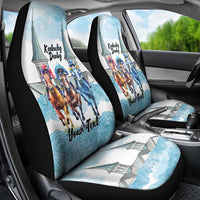 Kentucky Horse Racing Personalized Car Seat Cover Churchill Downs Roses Pastel Blue