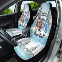 Kentucky Horse Racing Personalized Car Seat Cover Churchill Downs Roses Pastel Blue