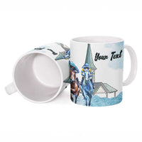 Kentucky Horse Racing Personalized Ceramic Mug Churchill Downs Roses Pastel Blue