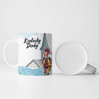 Kentucky Horse Racing Personalized Ceramic Mug Churchill Downs Roses Pastel Blue