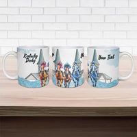 Kentucky Horse Racing Personalized Ceramic Mug Churchill Downs Roses Pastel Blue