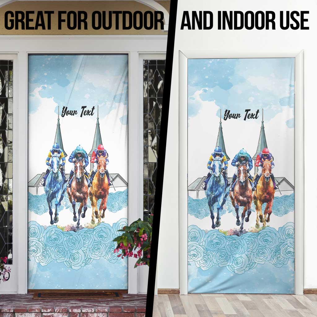 Kentucky Horse Racing Personalized Door Cover Churchill Downs Roses Pastel Blue