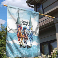 Kentucky Horse Racing Personalized Garden Flag Churchill Downs Roses Pastel Blue