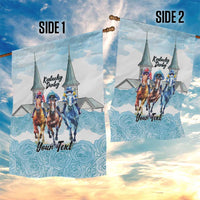 Kentucky Horse Racing Personalized Garden Flag Churchill Downs Roses Pastel Blue