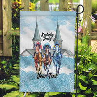 Kentucky Horse Racing Personalized Garden Flag Churchill Downs Roses Pastel Blue