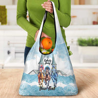 Kentucky Horse Racing Personalized Grocery Bag Churchill Downs Roses Pastel Blue