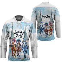 Kentucky Horse Racing Personalized Hockey Jersey Churchill Downs Roses Pastel Blue