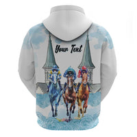 Kentucky Horse Racing Personalized Hoodie Churchill Downs Roses Pastel Blue