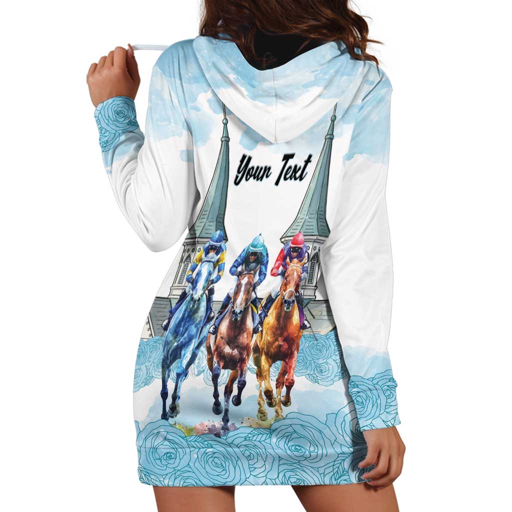 Kentucky Horse Racing Personalized Hoodie Dress Churchill Downs Roses Pastel Blue