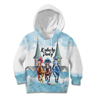 Kentucky Horse Racing Personalized Kid Hoodie Churchill Downs Roses Pastel Blue