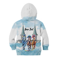 Kentucky Horse Racing Personalized Kid Hoodie Churchill Downs Roses Pastel Blue