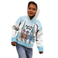 Kentucky Horse Racing Personalized Kid Hoodie Churchill Downs Roses Pastel Blue