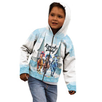 Kentucky Horse Racing Personalized Kid Hoodie Churchill Downs Roses Pastel Blue