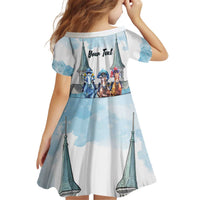 Kentucky Horse Racing Personalized Kid Short Sleeve Dress Churchill Downs Roses Pastel Blue