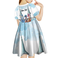 Kentucky Horse Racing Personalized Kid Short Sleeve Dress Churchill Downs Roses Pastel Blue