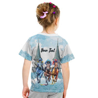 Kentucky Horse Racing Personalized Kid T Shirt Churchill Downs Roses Pastel Blue