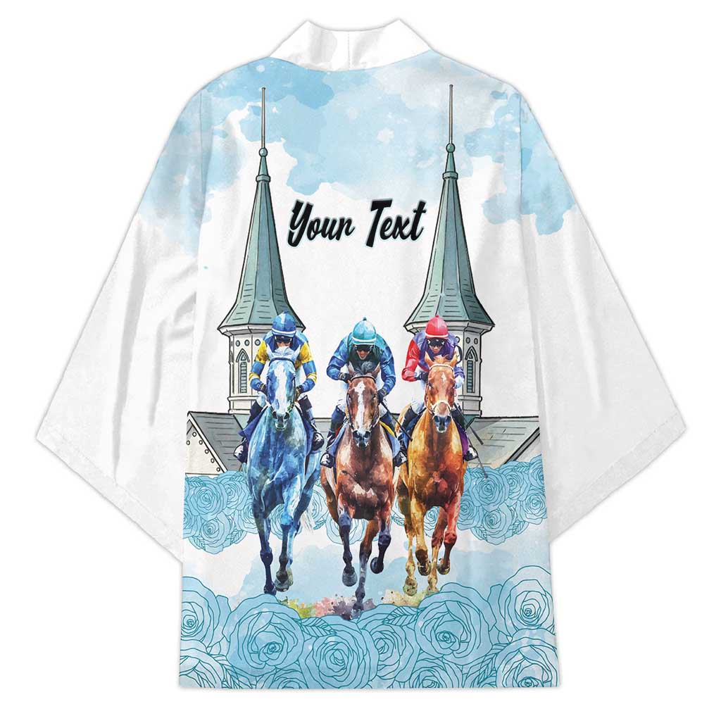 Kentucky Horse Racing Personalized Kimono Churchill Downs Roses Pastel Blue
