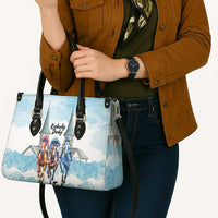 Kentucky Horse Racing Personalized Leather Bag Churchill Downs Roses Pastel Blue