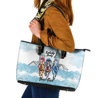 Kentucky Horse Racing Personalized Leather Tote Bag Churchill Downs Roses Pastel Blue