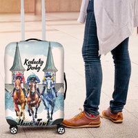Kentucky Horse Racing Personalized Luggage Cover Churchill Downs Roses Pastel Blue