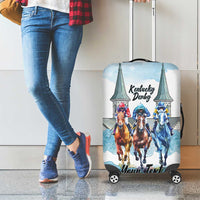 Kentucky Horse Racing Personalized Luggage Cover Churchill Downs Roses Pastel Blue